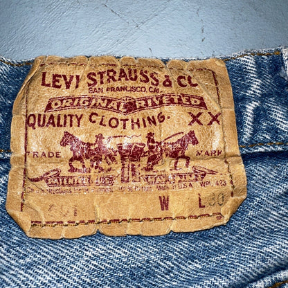 Levis 501 Vintage 90s USA XX Straight Leg Jeans Blue Light Wash 32x30 Act 30x29