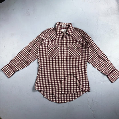 Levis VTG 1980s Pearl Snap Button Shirt Mens L Plaid 80s Cowboy Shirt Korea LS