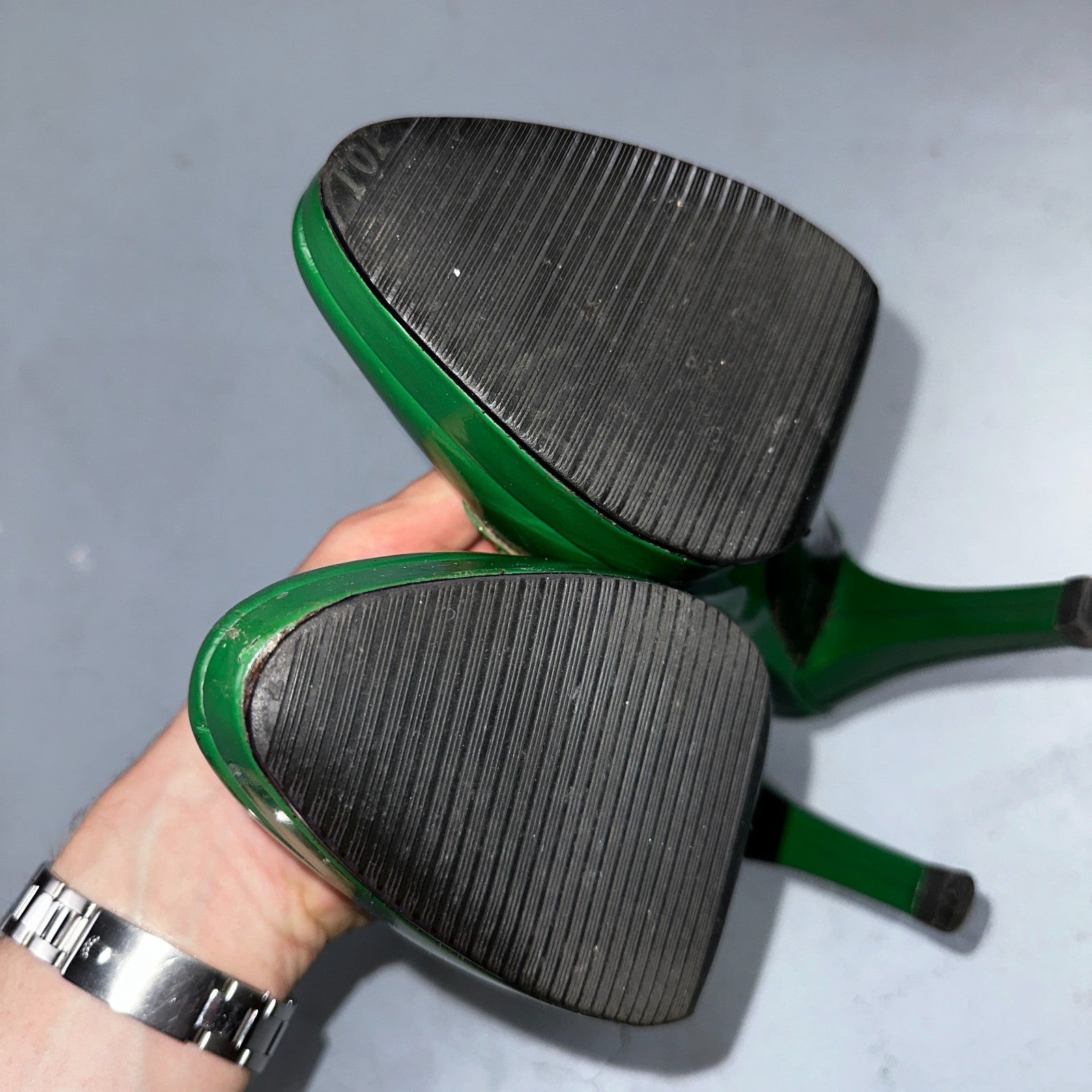 Boden Shoes Women's Size 41 Green Casadei Heel Pump Made In Italy Patent Leather