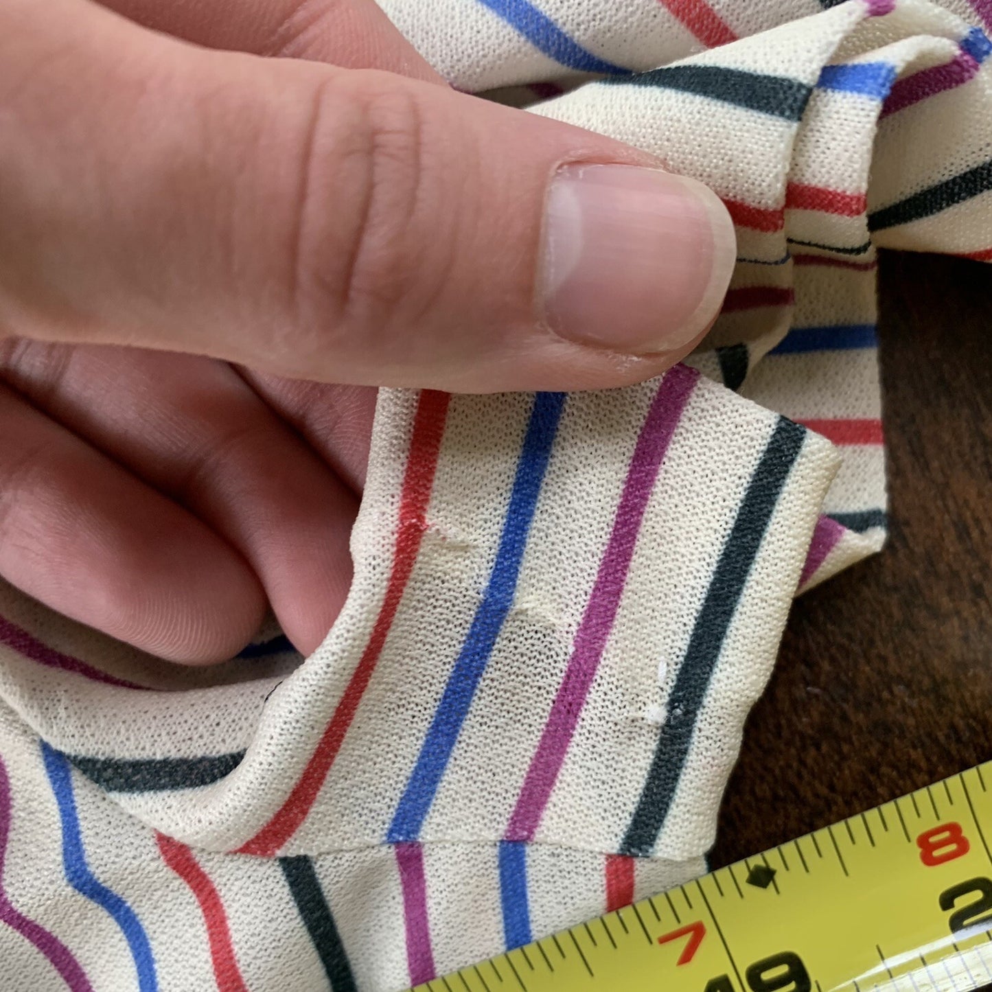 Vintage Mijoi White Striped Business Dress With Short sleeve Shoulder Button 80s