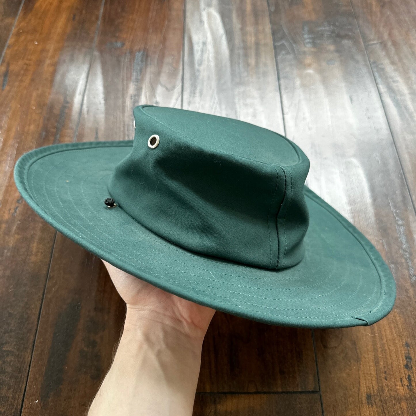 Vintage Summer Club Wide Brim Hat Australia Chin Strap Beach Sun Boho Green Hike