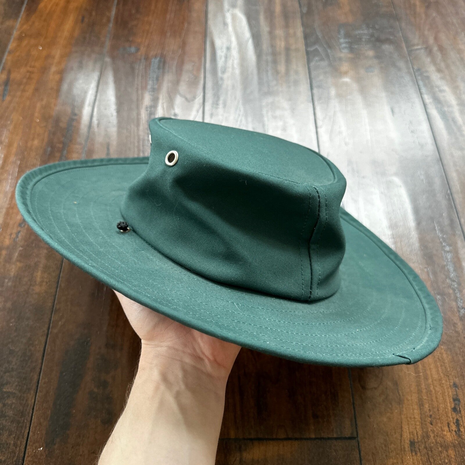 Vintage Summer Club Wide Brim Hat Australia Chin Strap Beach Sun Boho Green Hike