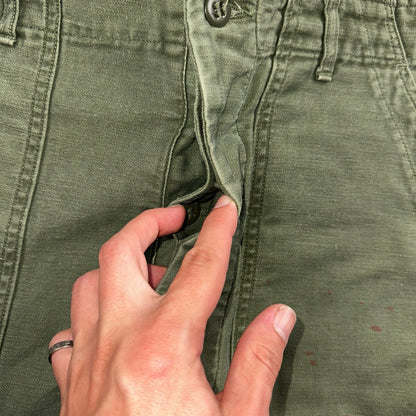 Vintage 1960s 70s Vietnam OG 107 Fatigue Pants 60s Button Fly 34x35 Act 33x26