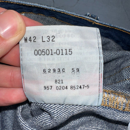 Levis 501 Vintage 90s Y2K XX Straight Leg Jeans Blue Med Wash 42x32 Act 40x29