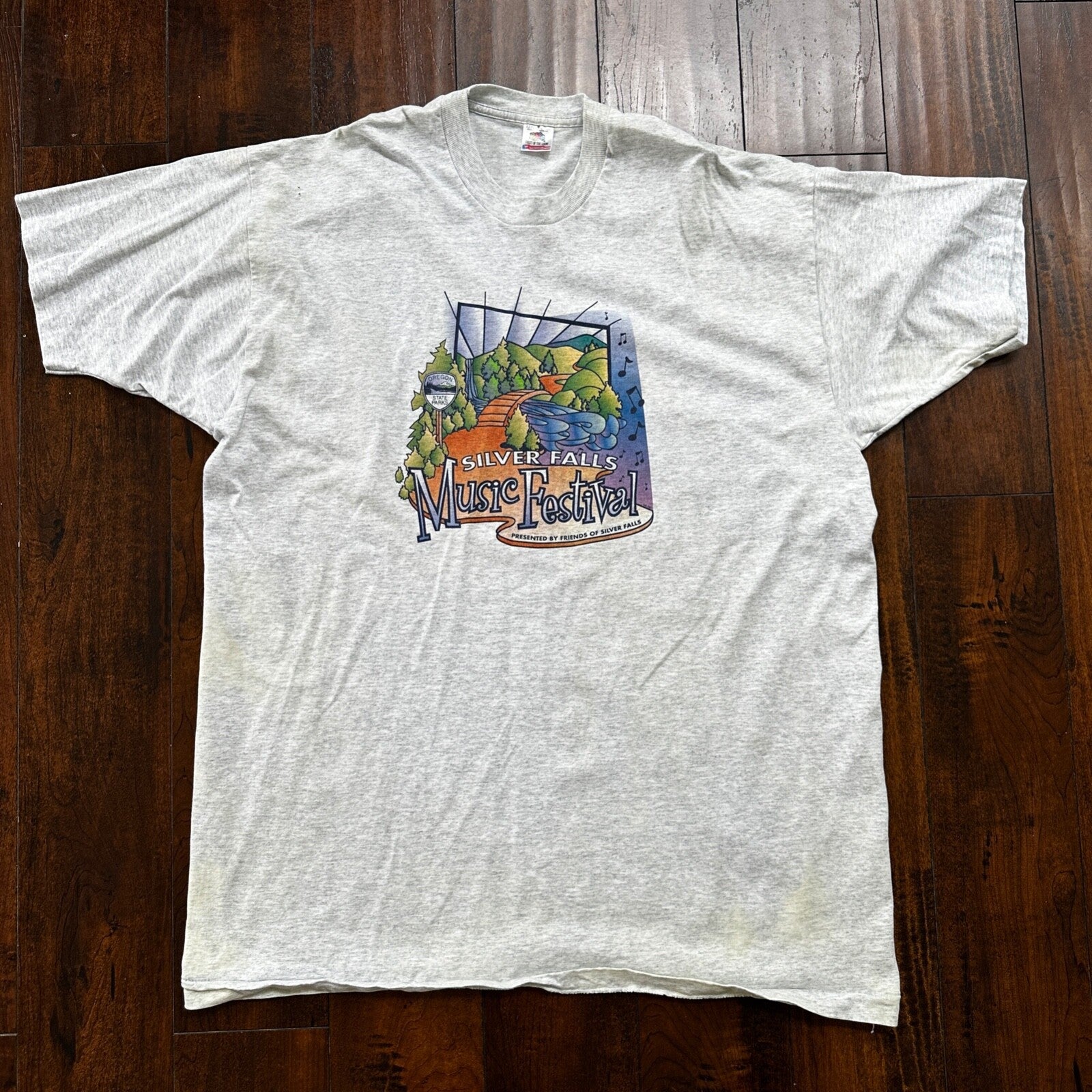 Silver Falls Music Festival VTG T Shirt FOTL 3XL USA Grey Friends Oregon PDX