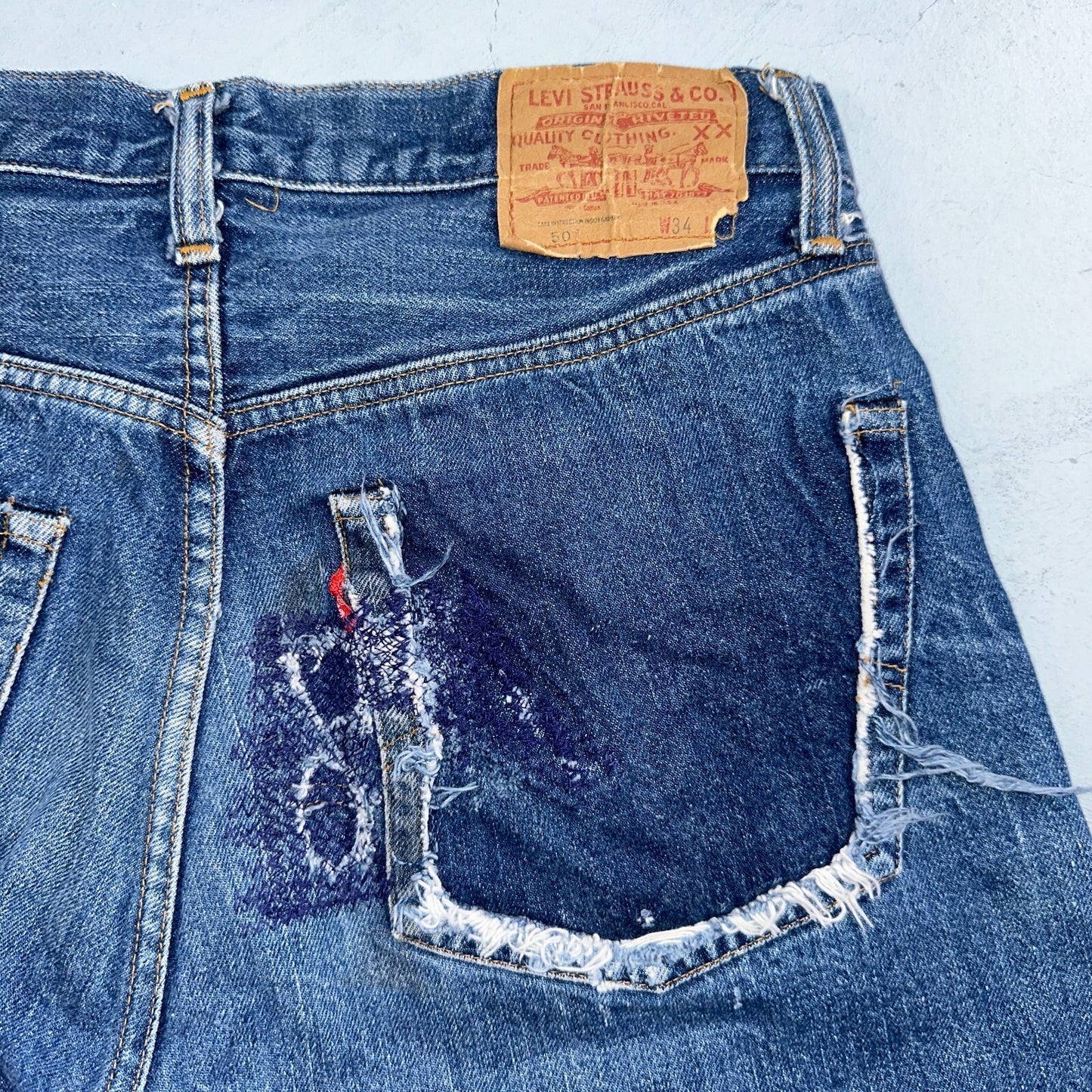 Levis 501 VTG 70s SS Redline Selvedge Jeans XX Med Wash 34x29 Act 31x25