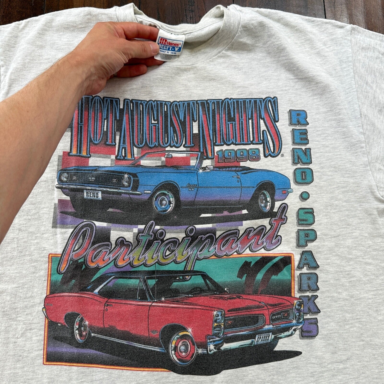 Cars August Nights Vintage T Shirt 1998 90s Racing Old Reno Sparks Cool Cali Rap