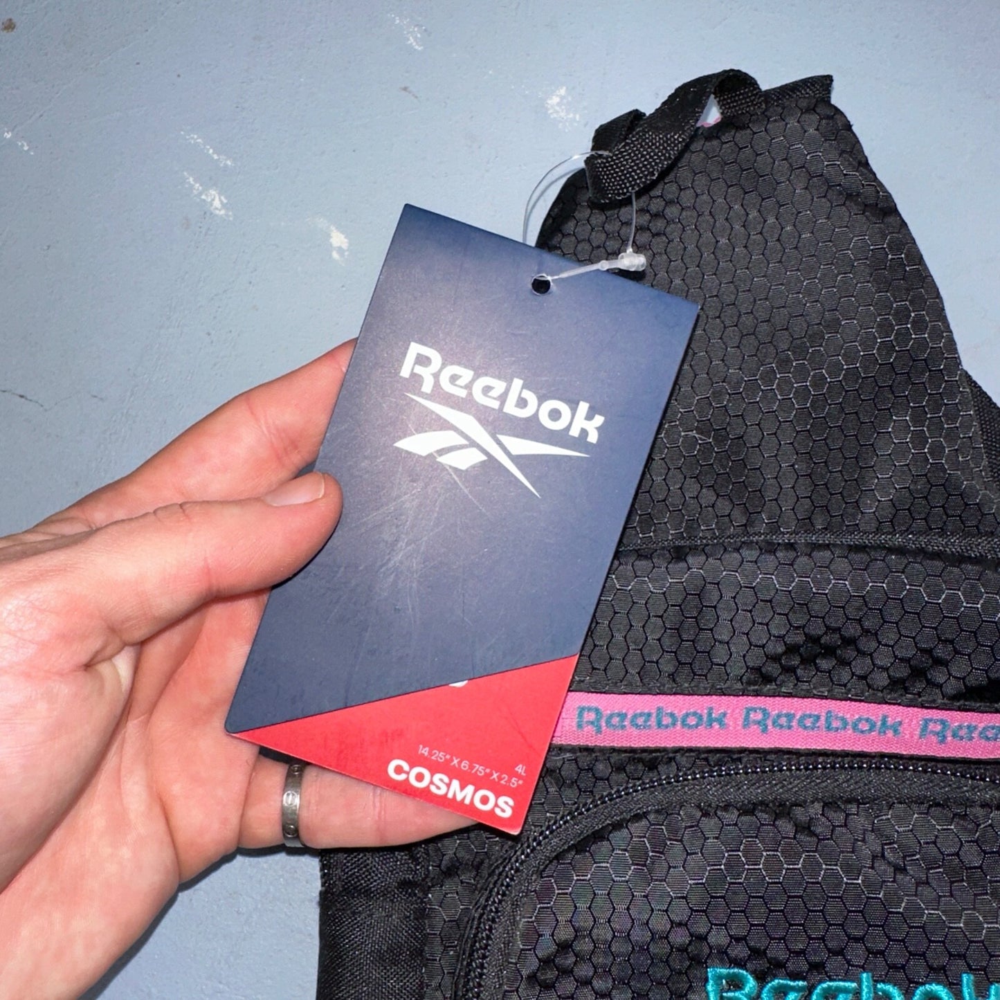 REEBOK Cosmos Crossbody Sling Bag Back Pack Black Pink Lightweight NWT