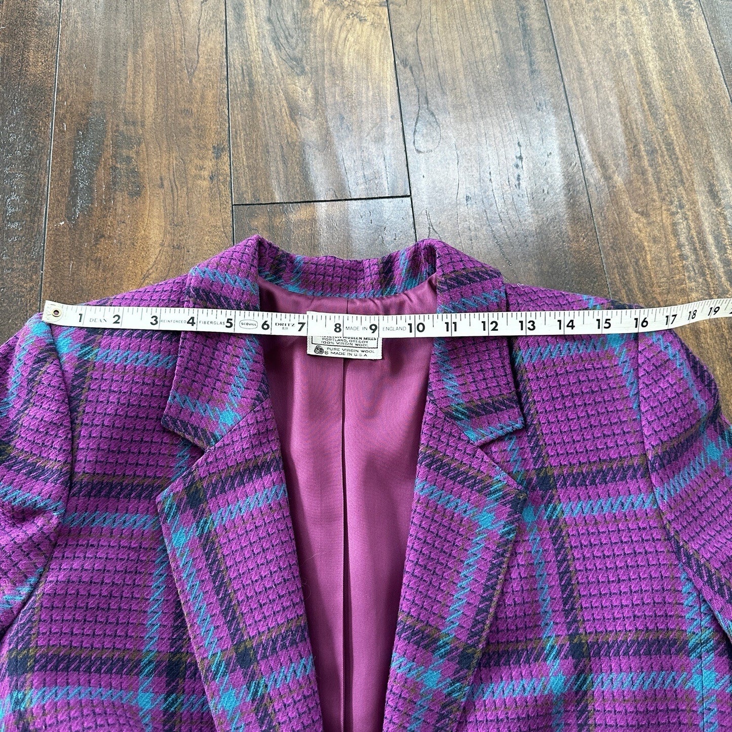 Vintage Miss Pendleton Wool Plaid Blazer Jacket Womens Size 10 70s Purple