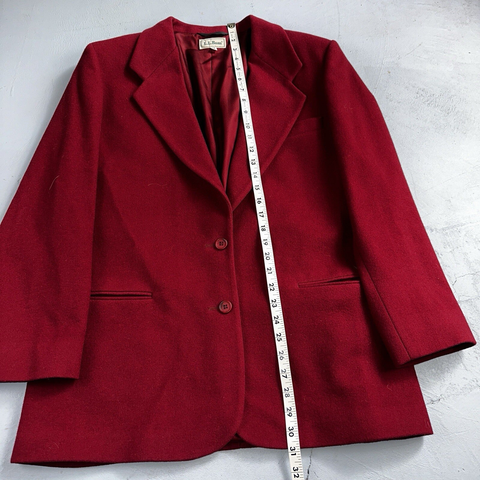 LL Bean Blazer Women's Size 14 Red Wool Cashmere Vintage USA