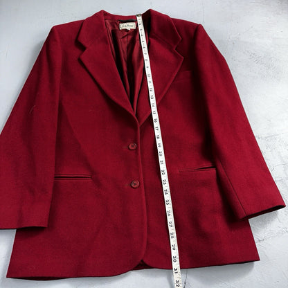 LL Bean Blazer Women's Size 14 Red Wool Cashmere Vintage USA