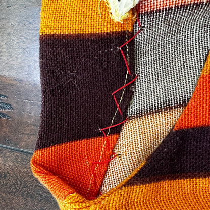 VTG 1960s Rockabilly Womens Dress Summer Skirt 60s 70s Top Orange Mexico Stripe