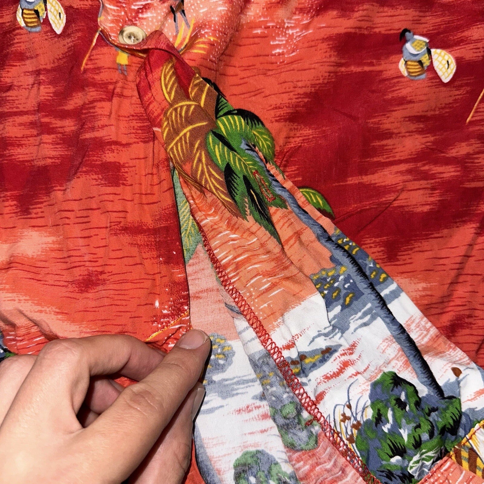 VTG OCEAN PACIFIC OP SHIRT HAWAIIAN ALOHA Rare 80s 70s Red All Over Print Crazy