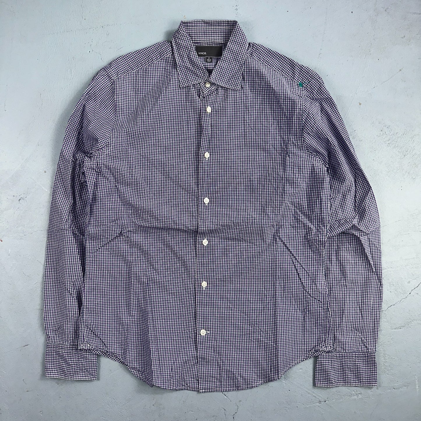 Vince Shirt Mens M Purple Gingham Long Sleeve Button Up Checkerboard