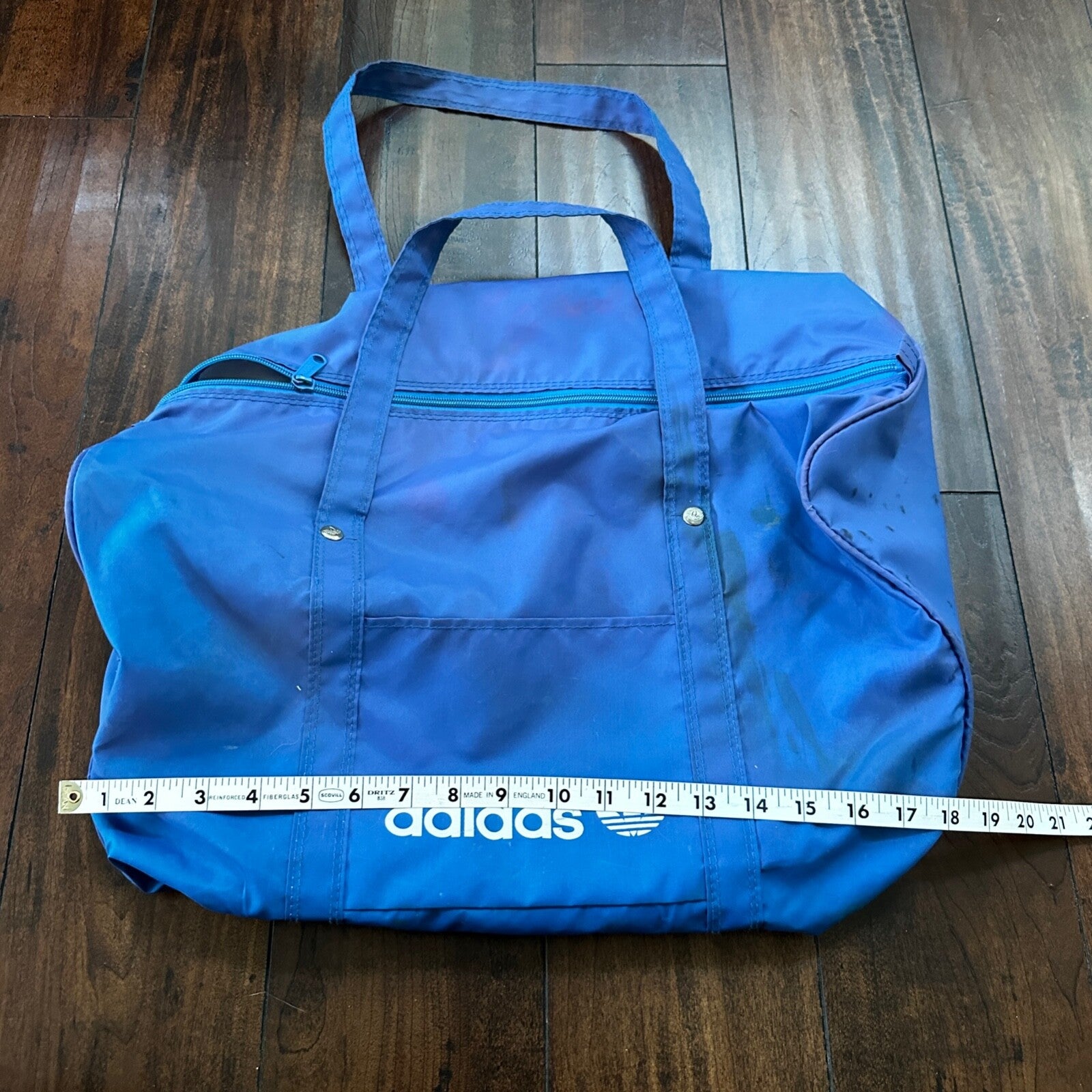 Adidas Vintage Duffle Bag Gym Travel Retro Spellout Light Blue Duffel Travel 80s