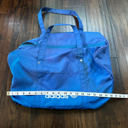 Adidas Vintage Duffle Bag Gym Travel Retro Spellout Light Blue Duffel Travel 80s