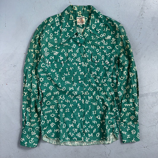 Levis 1950s Shorthorn Novelty Print Pearl Snap Sawtooth Shirt Rockabilly Western