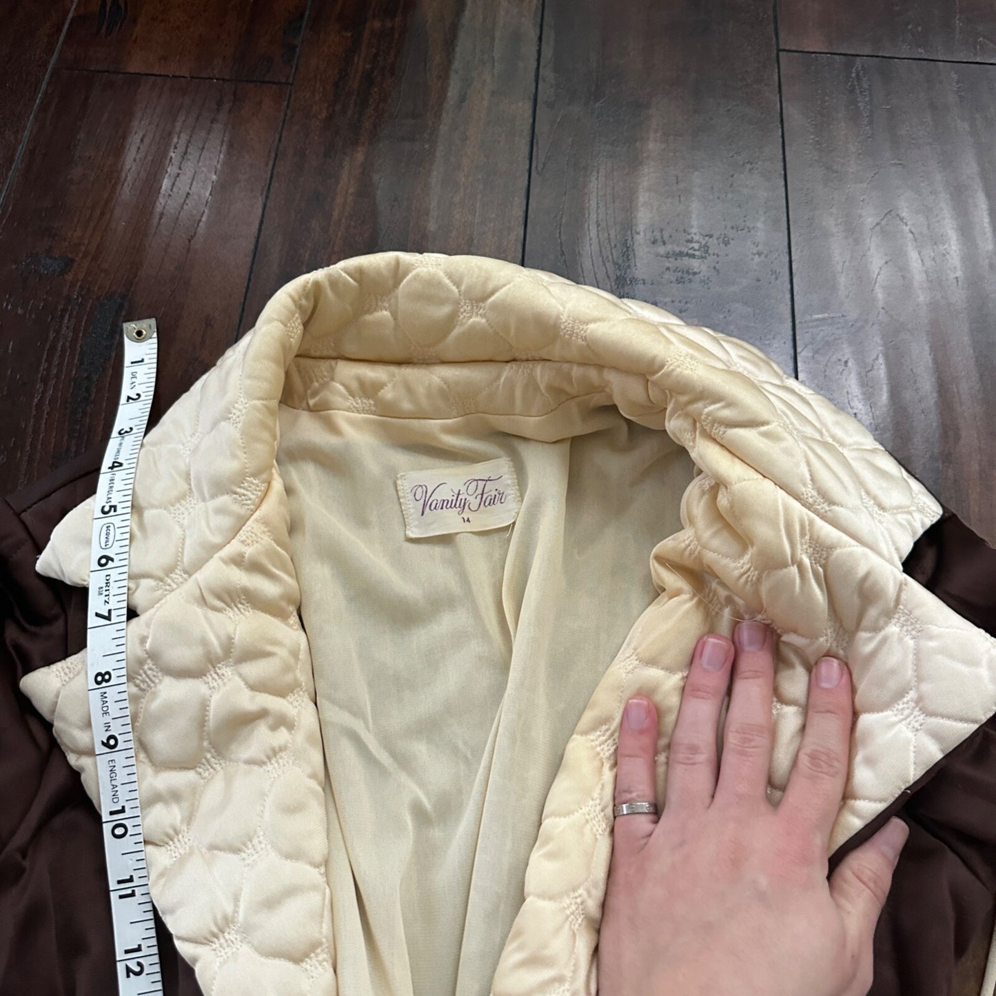 VTG Mod Brown VANITY FAIR Wrap NYLON Peignoir Robe Nightgown Gown