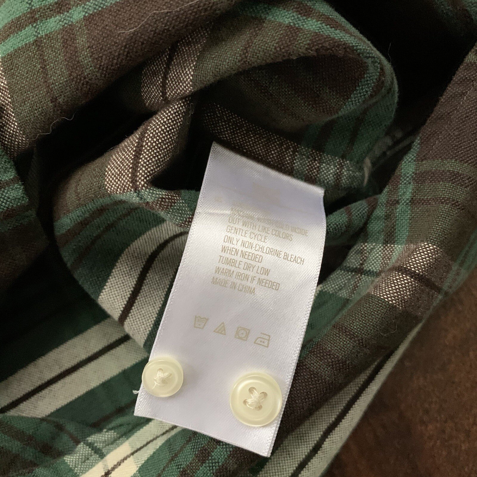 Fossil Button Shirt Front Plaid Long Sleeve Casual Womens Size S Green VTG