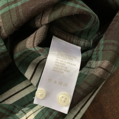 Fossil Button Shirt Front Plaid Long Sleeve Casual Womens Size S Green VTG