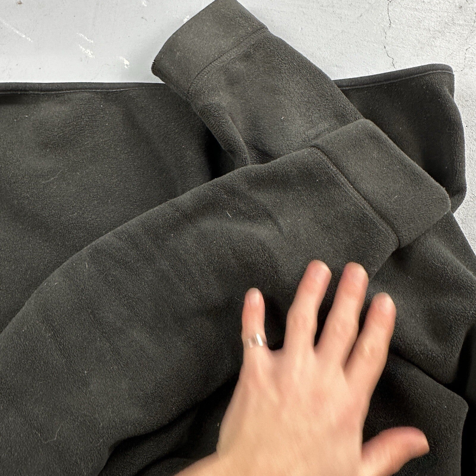 Polo Ralph Lauren Vintage 90s M Black 1/4 Zip Large Fleece Pullover Made in USA