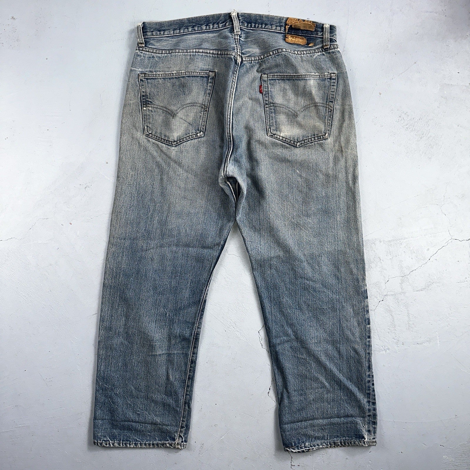 Levis 501 VTG 70s SS Redline Selvedge Jeans XX Med Wash Thrashed Act 35x26