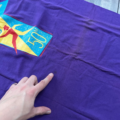 Marathon 50K Running NYC Vintage T Shirt 90s Purple FOTL Single Stitch Run USA