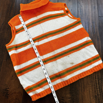 Sweater Vest Vintage Rockabilly Orange 1960s 60s Stripe 70s Rare Hipster
