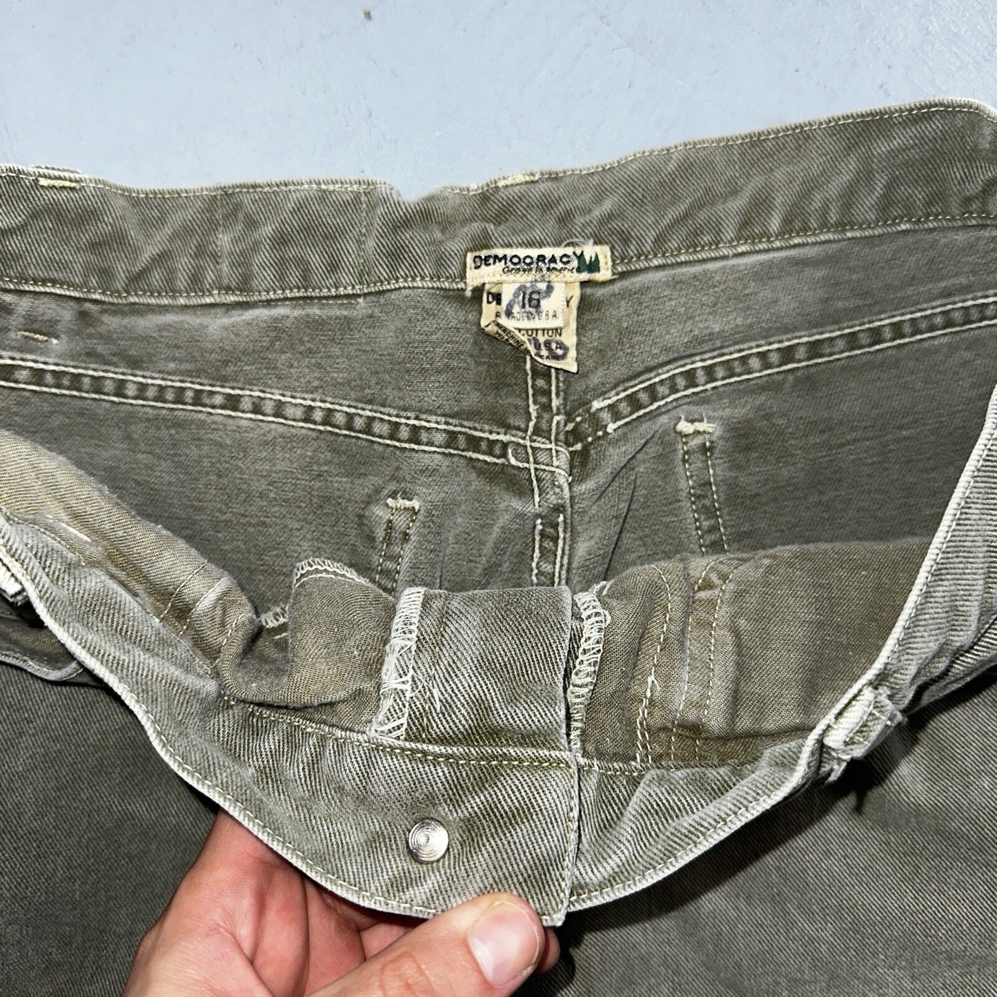 Democracy Jeans Womens 16 Green Denim Pants Banana Republic VTG USA High Rise