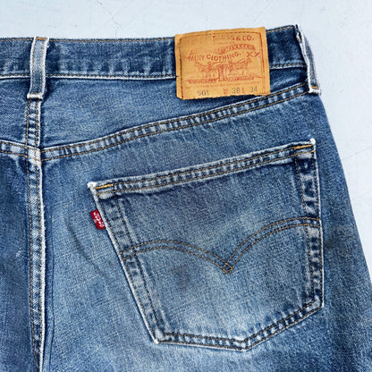 Levis 501 Vintage 90s USA XX Straight Leg Jeans Blue Light Wash 38x34 Act 36x32