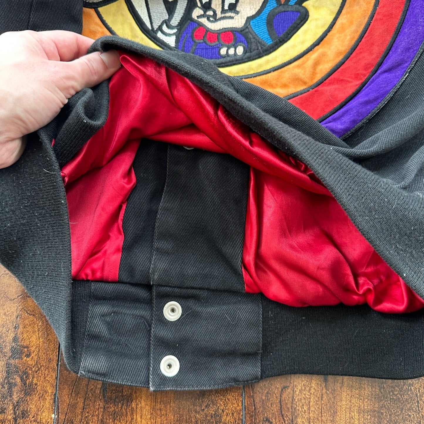 VTG 1992 Jeff Hamilton Looney Tunes Leather Canvas Jacket XL 90s Rap Cartoon Art