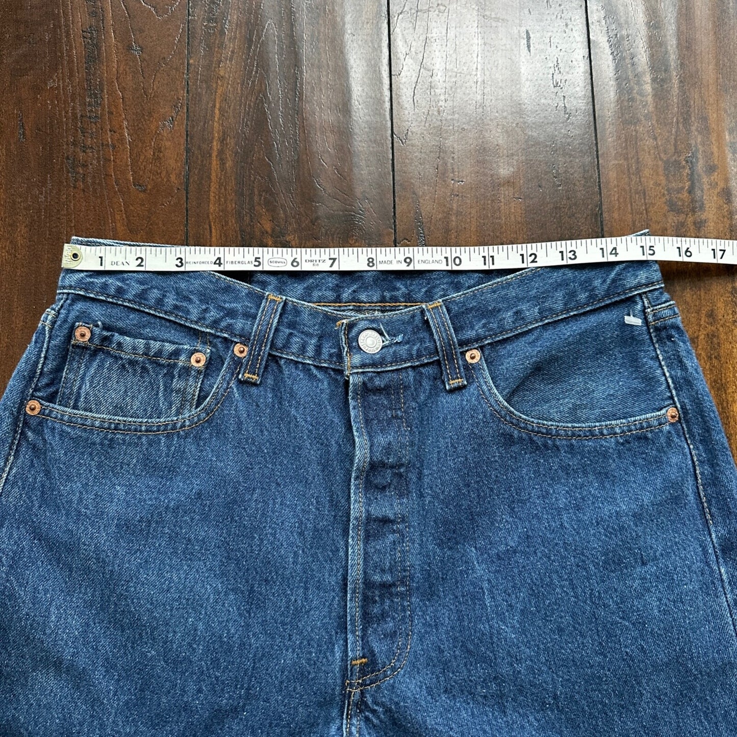 Vintage 90s Levis 501 34x32 USA Blue Denim Jeans Act 30x27 Thrashed Distressed