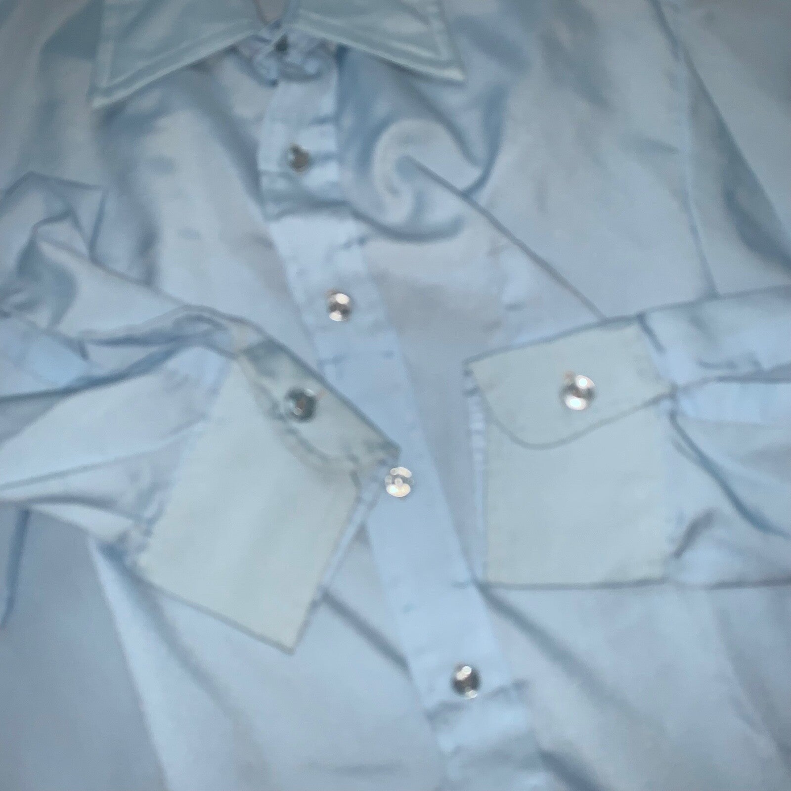 Sears Blue Vintage Button Down Work Shirt Dress 60s 70s Sanforized