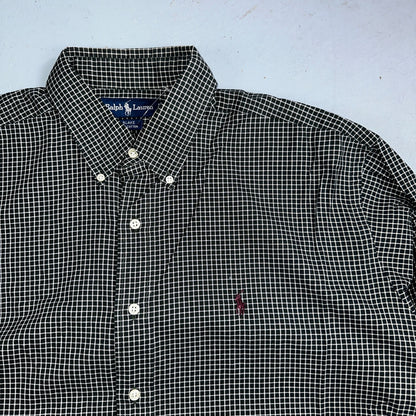 Ralph Lauren Polo VTG Button Down Shirt Men's L Black Plaid Blake Checker Board