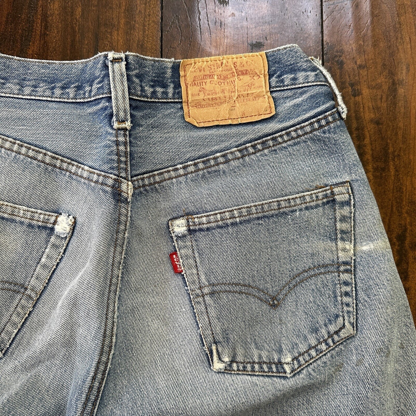 Levis Vintage 80s Redline Selvedge USA 501 XX Jeans Light Wash 31x33 Act 28x29