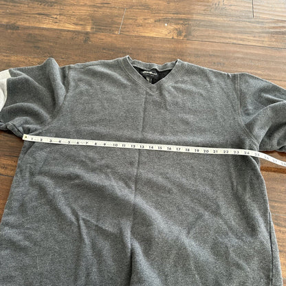Eddie Bauer Mens Size 2XL Gray Cotton Tight Knit V-Neck Pullover Sweater Jumper
