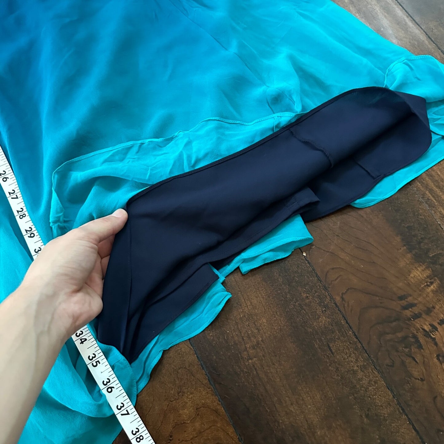 Dana Buchman Gradient Blue 100% Silk Sheath Dress Sleeveless Lined Women’s 4