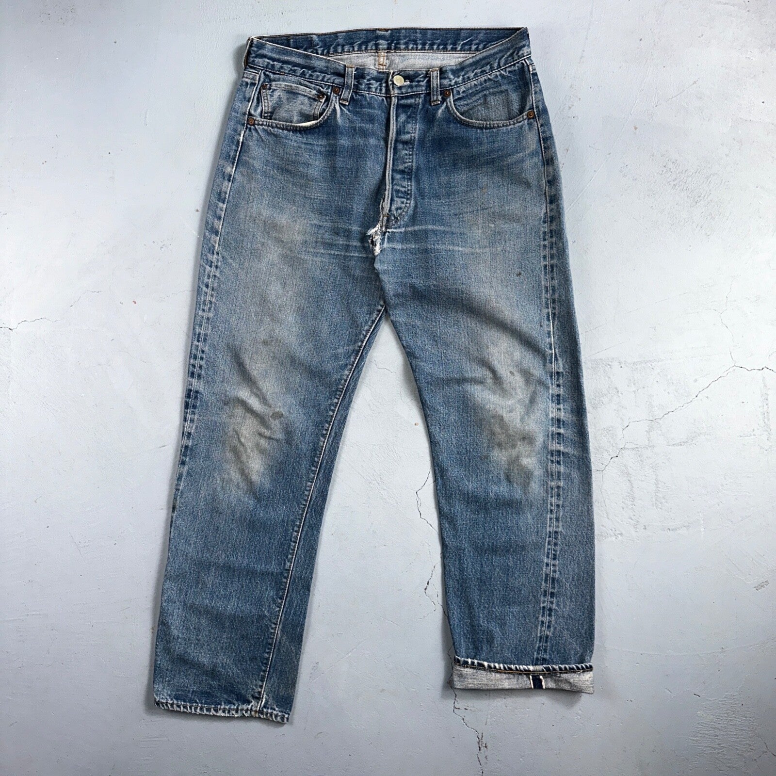 Levis 501 VTG 70s SS Redline Selvedge Jeans XX Med Wash 35x32 Act 32x28