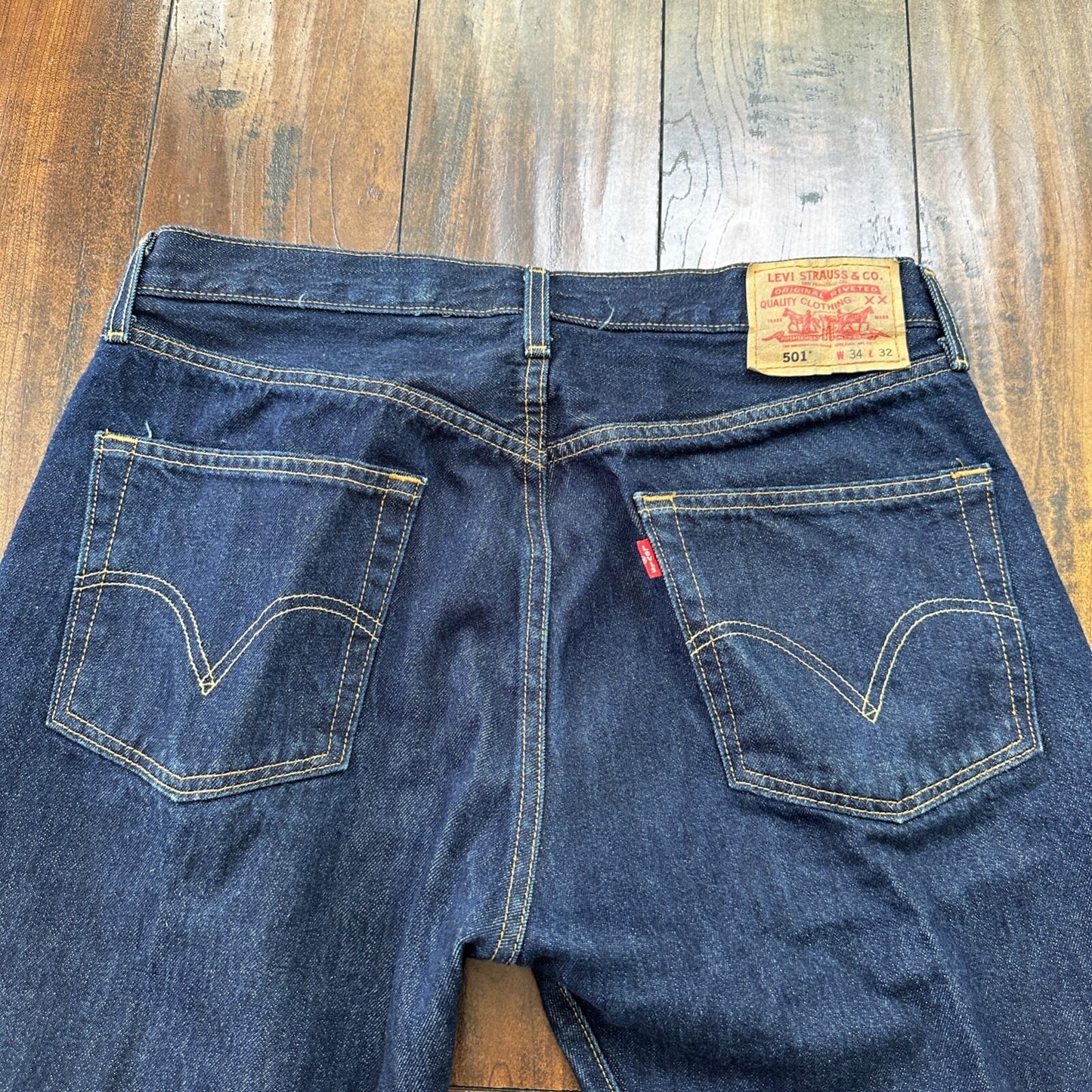 Levis 501 Vintage Y2K Straight Leg XX 2000s Jeans 34x32 Dark Wash Act 33x31
