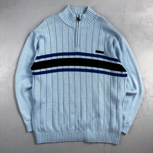 Southpole Mens 2XL Vtg 90s Spell Out Striped Knit Half Zip Pullover Sweater