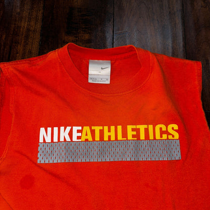 Nike Athletics Boys Size Medium Vintage T Shirt Y2K Silver Tank Top Gym Run