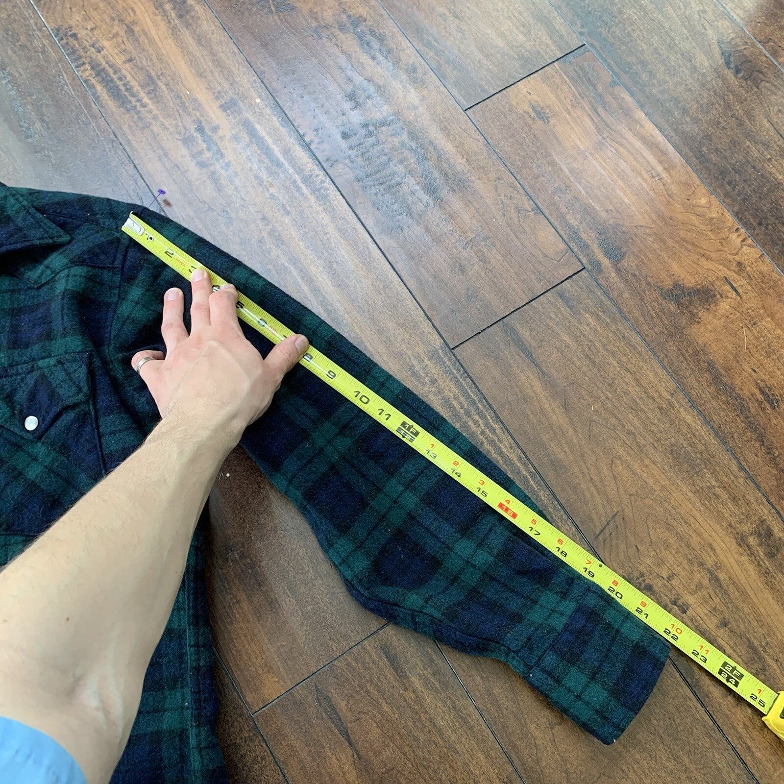 Pendleton Wool Plaid Shirt Western Wear VTG USA Green Pearl Snap Flannel 70s