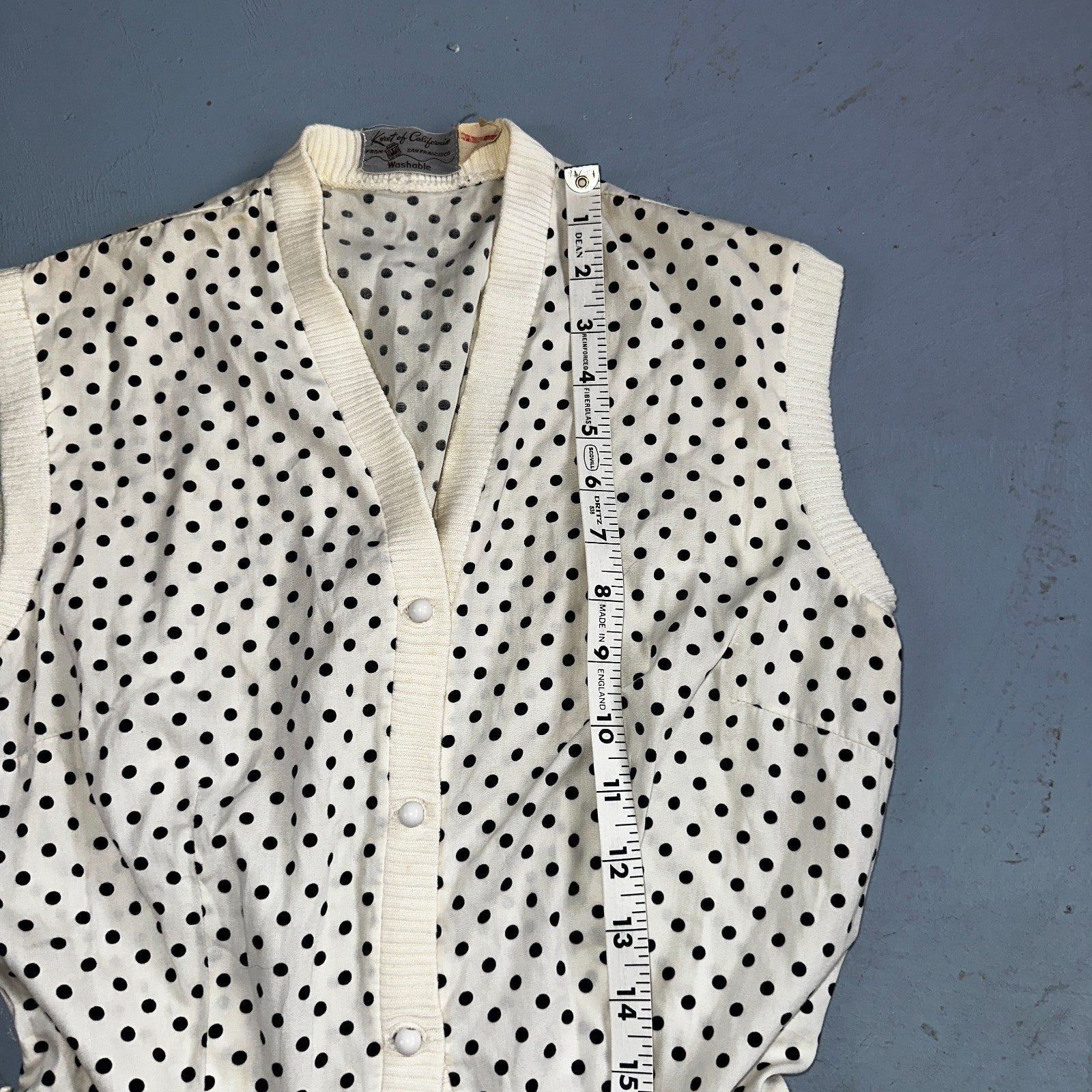 Vintage 1950s Koret of California Polka Dot Shirt Dress San Francisco Rockabilly