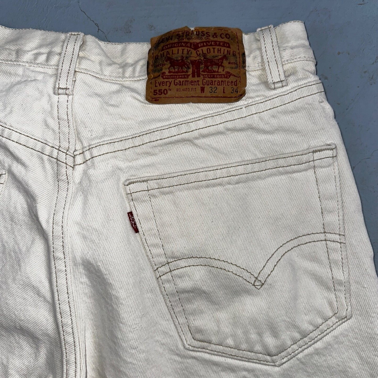 Levis 550 Vintage 90s USA Red Tab Jeans 32x34 White Wash 501 Act 30x32