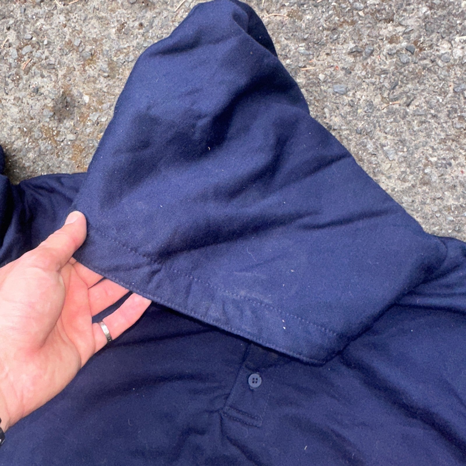 Vintage Thermal Waffle Lined Hoodie Sweatshirt Mens XL Navy Blue Nucleus Punk