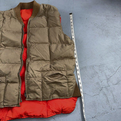 Vtg Pioneer Sportswear M 60s Union Reversible Tan Blaze Orange Canada Down Vest