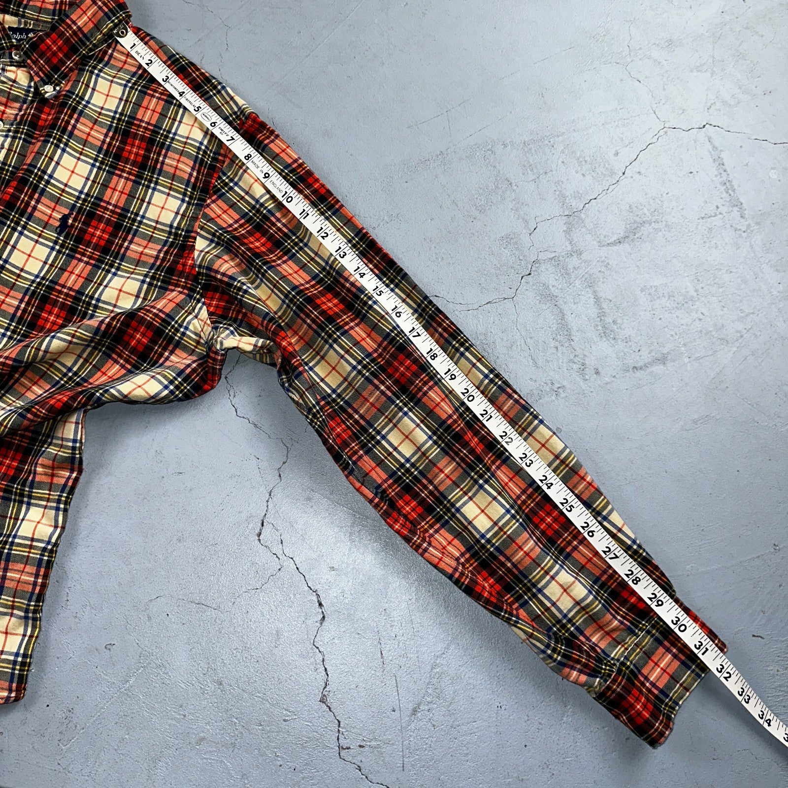 Ralph Lauren Classic Fit XL Plaid Shirt Red VTG Button Down Cotton Wool Blend