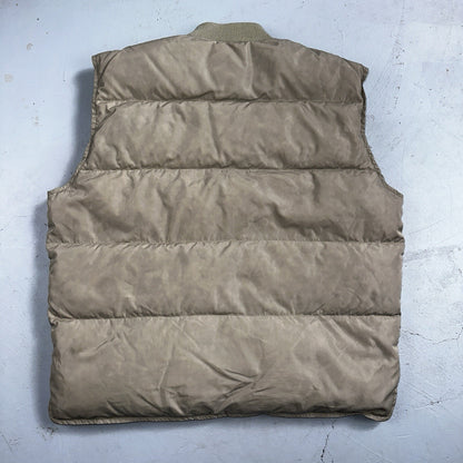 Eddie Bauer VTG 90s Goose Down Puffer Vest Jacket Size Large Beige Winter Style