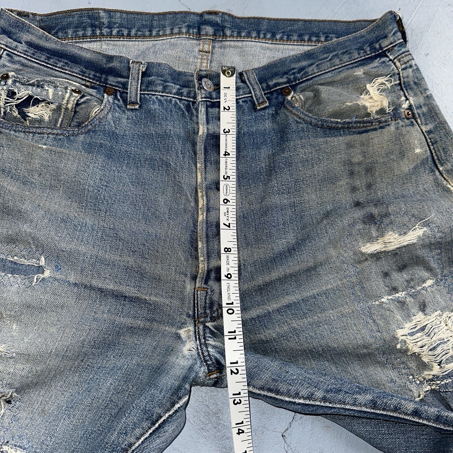 Levis 501 VTG 70s SS Redline Selvedge Jeans XX Med Wash Thrashed Act 35x26