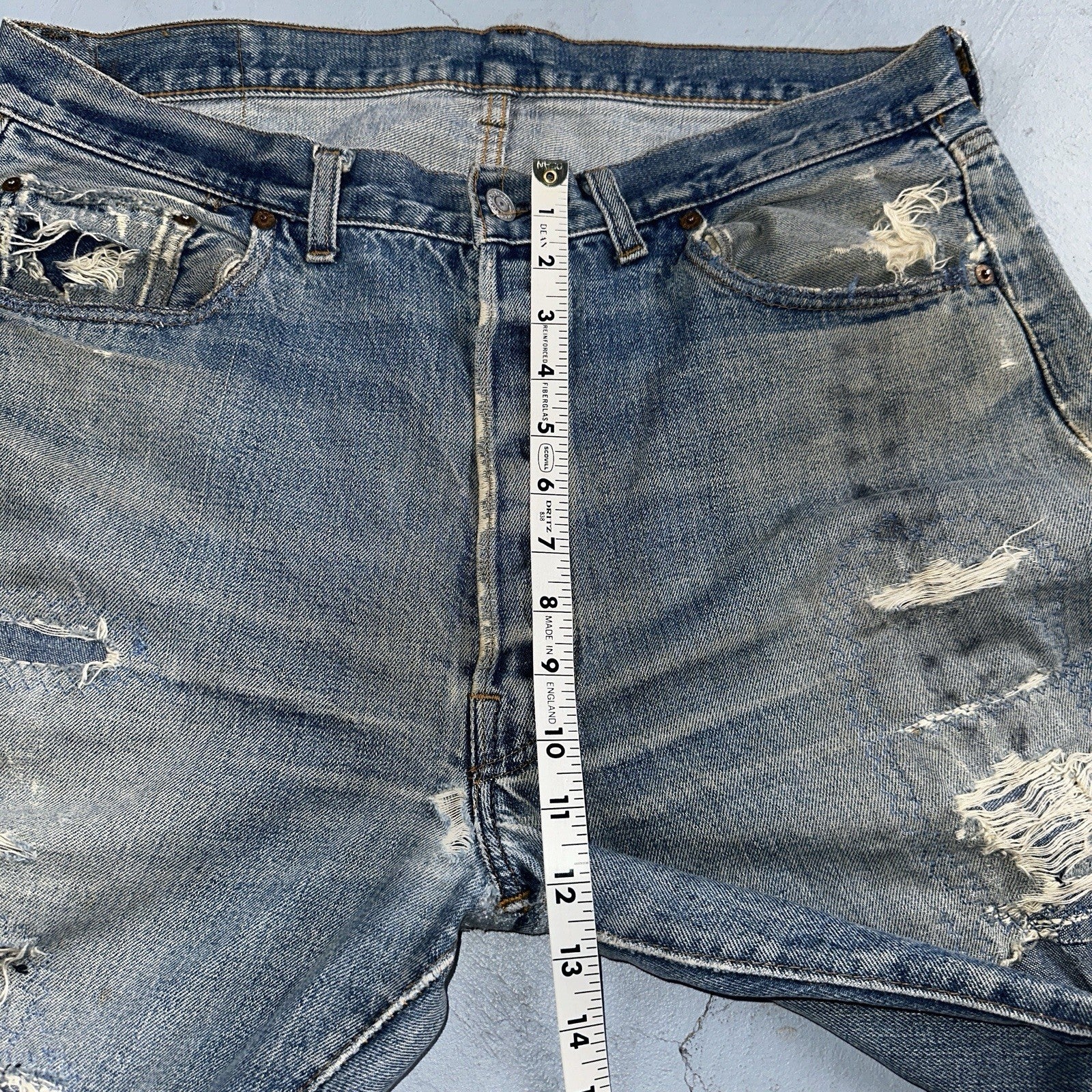 Levis 501 VTG 70s SS Redline Selvedge Jeans XX Med Wash Thrashed Act 35x26